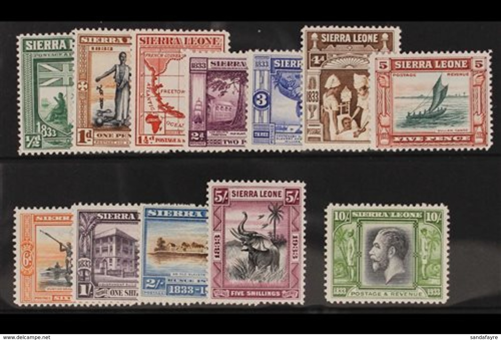 1933  Centenary Of Abolition Of Slavery Set To 10s, SG 168/179, Very Fine Mint. (12 Stamps) For More Images, Please Visi - Sierra Leona (...-1960)