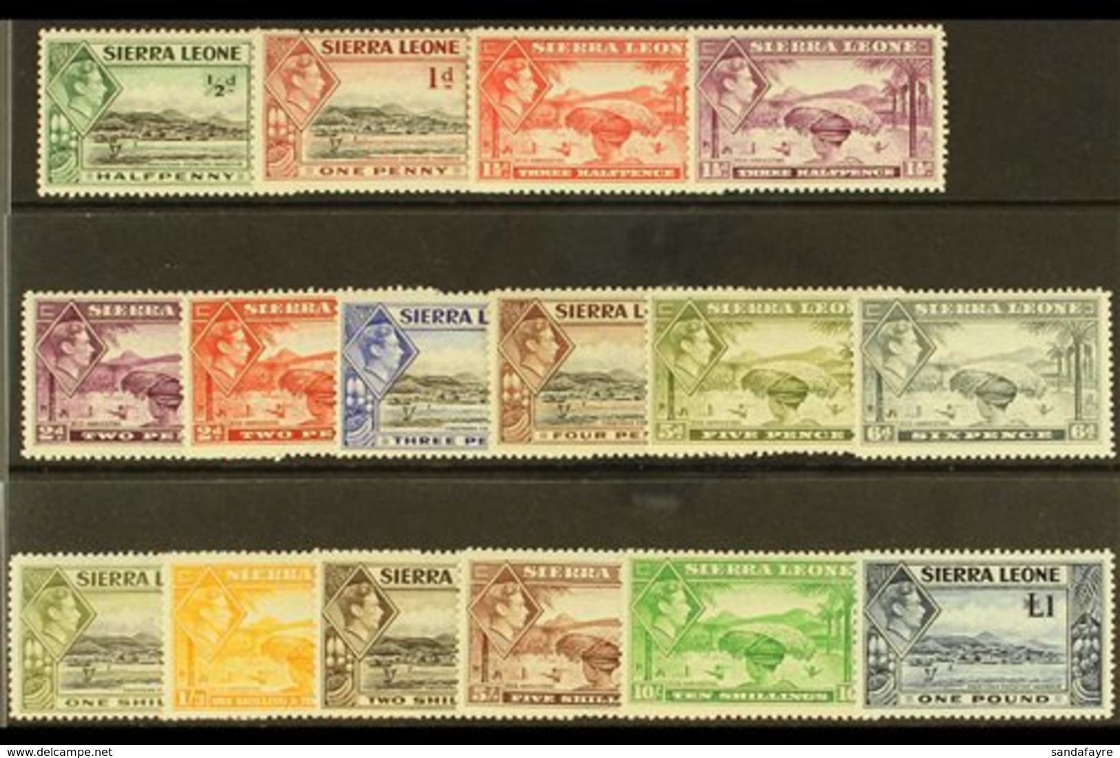 1938-44  Pictorial Definitive Set, SG 188/200, Very Fine Mint (16 Stamps) For More Images, Please Visit Http://www.sanda - Sierra Leone (...-1960)