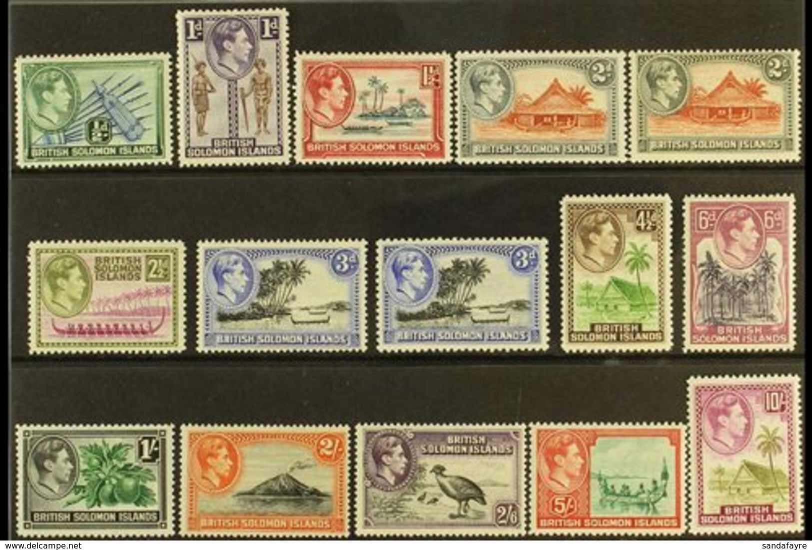 1939-51  Pictorial Definitive Set Plus Perf Variants, SG 60/72, Never Hinged Mint (15 Stamps) For More Images, Please Vi - Iles Salomon (...-1978)