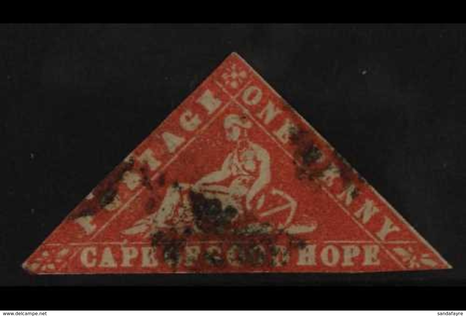 CAPE OF GOOD HOPE  1861 1d Vermilion "Wood-block" Issue, SG 13, Good Used, Margins Touch Frames, Good Looker, Cat.£2750. - Non Classés