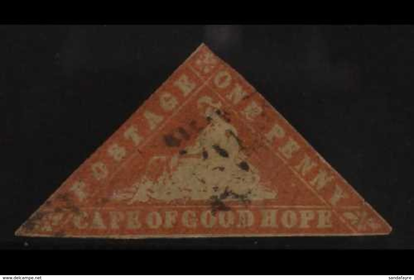 CAPE OF GOOD HOPE  1861 1d Brick-red "Wood-block" Issue, SG 13b, Fine Used With Light Cancel, Margins Just Touched, Acco - Non Classificati