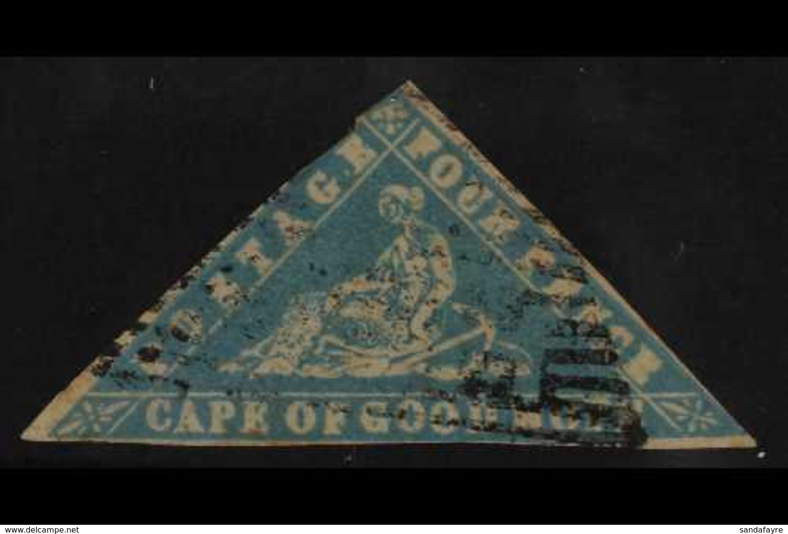 CAPE OF GOOD HOPE  1861 4d Pale Milky Blue "Wood-block" Issue, SG 14, Good To Fine Used, Margin Slightly Cut Into At Lef - Ohne Zuordnung