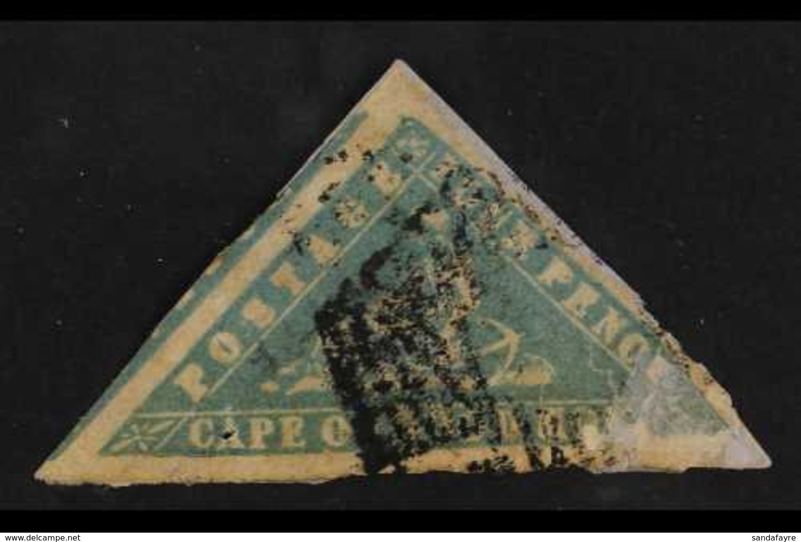 CAPE OF GOOD HOPE  1861 4d Pale Grey-blue "Wood-block" Issue, SG 14a, Good To Fine Used, But Stamp Damaged And Right Cor - Sin Clasificación