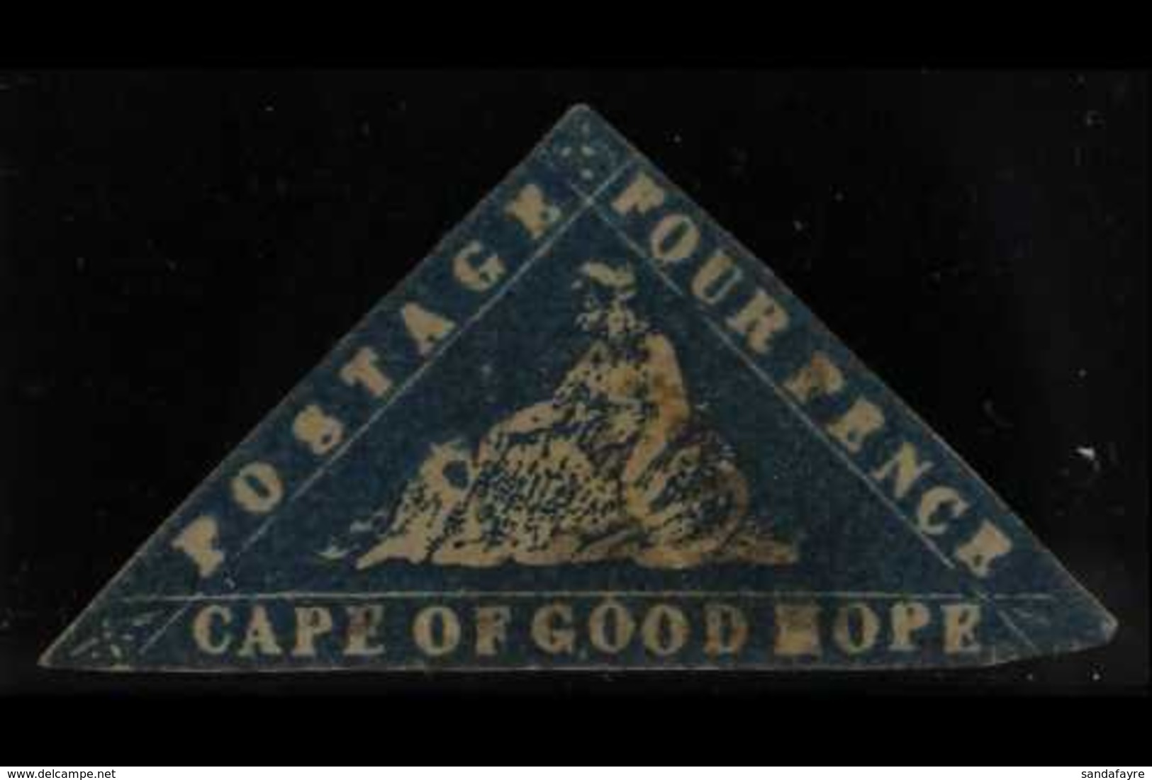 CAPE OF GOOD HOPE  1861 4d Deep Bright Blue "Wood-block" Issue, SG 14d, Used, Margins Cut On Frame Lines, Thinned & Slig - Sin Clasificación