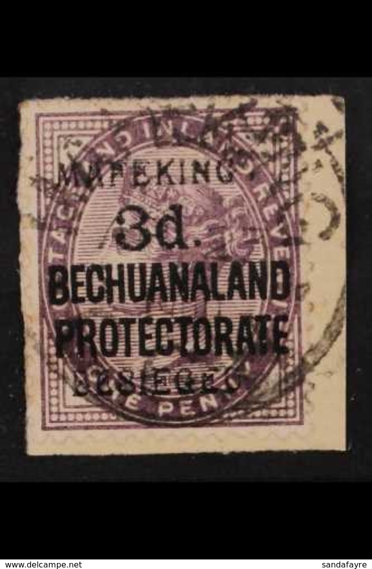 MAFEKING SIEGE  1900 3d On 1d Lilac, Bechuanaland Protectorate Stamp, SG 7, Tied To A Small Piece. Very Fine Used. For M - Ohne Zuordnung