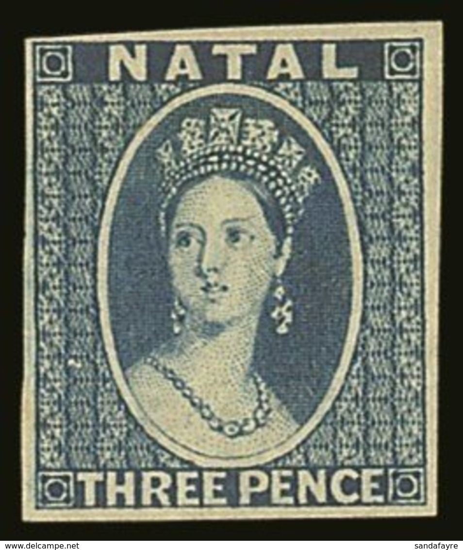 NATAL  1862 3d Blue Chalon, Imperforate Proof On Star Watermarked Paper, Fine With Four Margins,  For More Images, Pleas - Unclassified