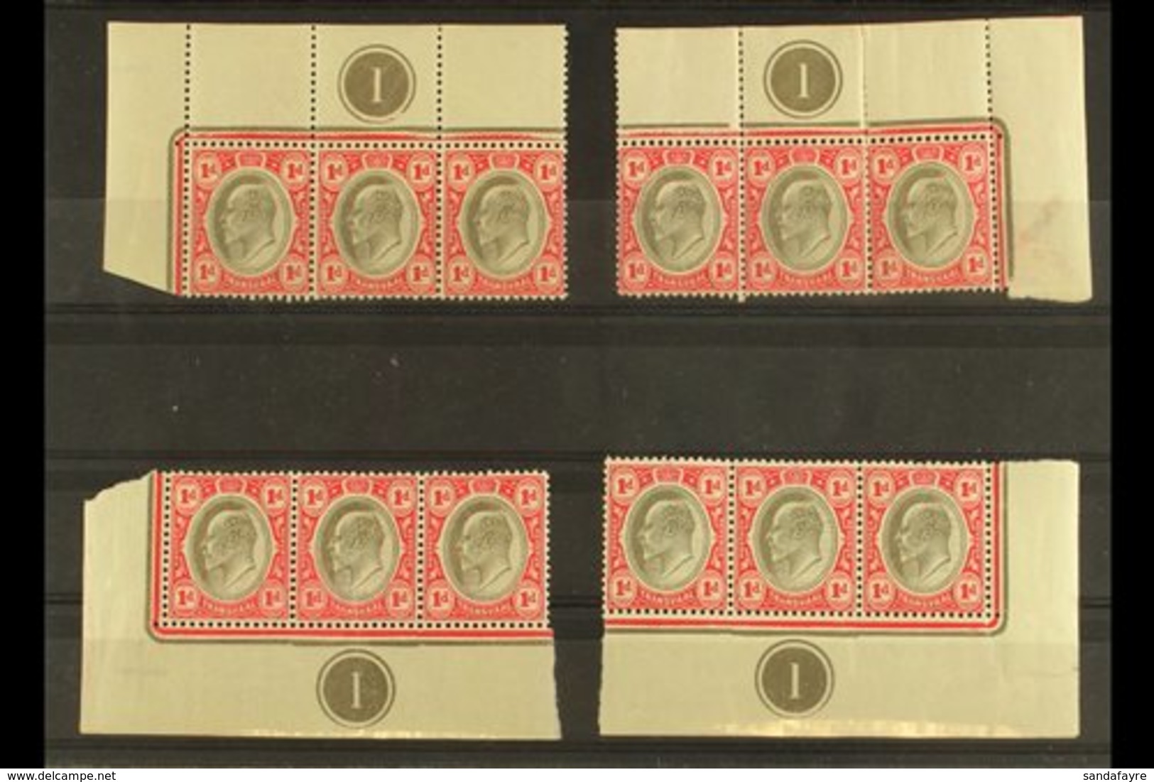 TRANSVAAL  1d Black & Carmine, SG 245 As Four Matching Plate (No 1) Blocks In Strips Of Three From The Four Corners. Min - Non Classés