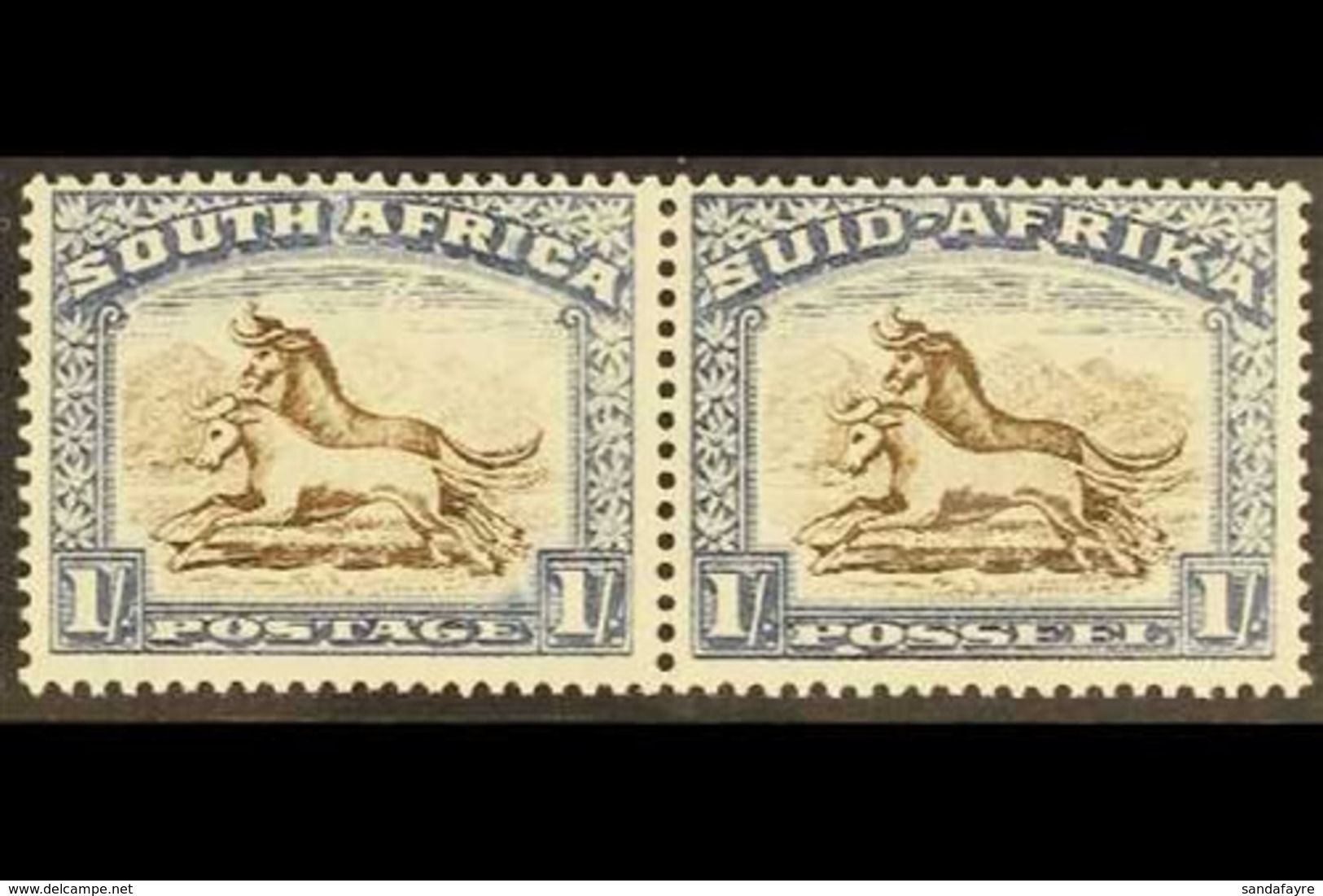 1933-48  1s Brown And Chalky Blue With WEAK SHADING ON MOUNTAIN Variety On The English Stamp, SG 62 Var, Never Hinged Mi - Sin Clasificación