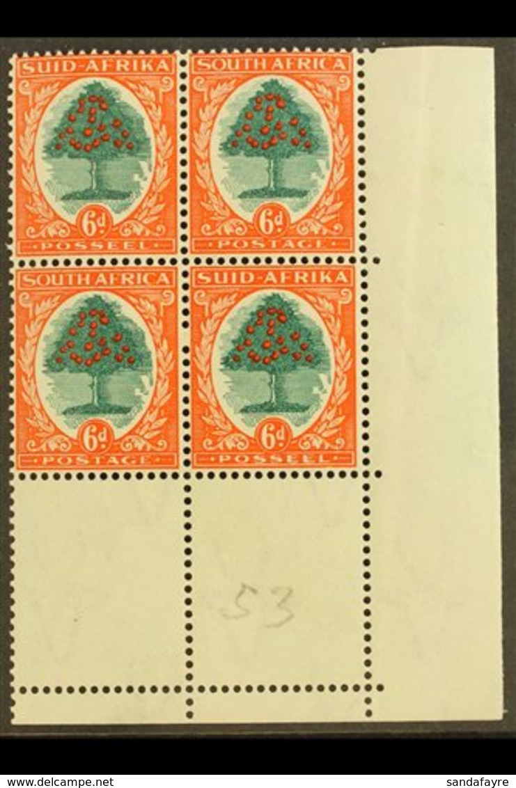 1933-48  6d Green & Orange-vermilion, Die II, SG 61c, Never Hinged Mint Corner Block Of 4. For More Images, Please Visit - Sin Clasificación
