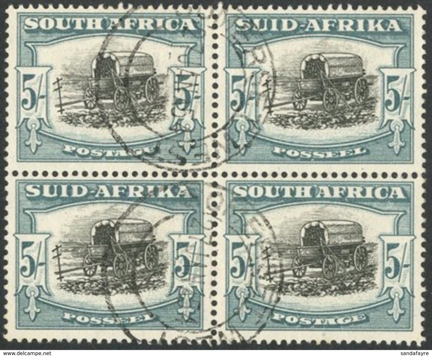 1947-54  5s Black And Pale Blue Green SG 122, Superb Cds Used Block Of Four.  For More Images, Please Visit Http://www.s - Non Classificati