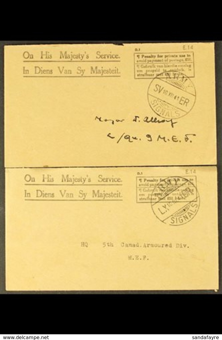 ARMY SIGNALS  1941 & 1943 Bilingual O.H.M.S. Covers, Both Addressed To Middle East Forces, Each With A Superb "ARMY SIGN - Non Classés