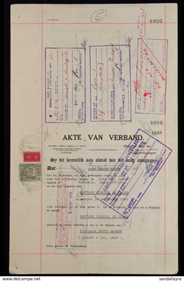 REVENUES ON DOCUMENT  Group Of Four Docs, We See 1946 Deed Of Transfer With Scarce 1938-42 9s Green Alongside 1943-6 £1  - Ohne Zuordnung