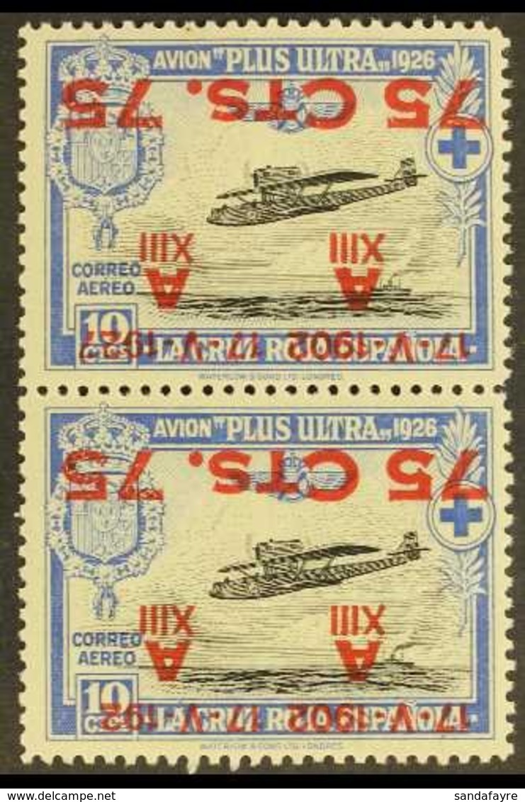 1927  75c On 10c Air Vertical PAIR WITH SURCHARGES INVERTED, ONE "192  " ERROR, Never Hinged Mint. For More Images, Plea - Otros & Sin Clasificación