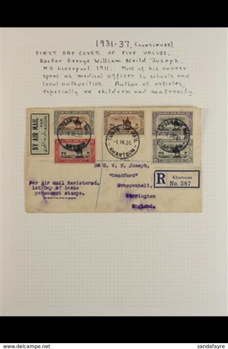 1931-7  FIRST DAY COVERS - Group Of Three With Registered Airmail Cover Franked 10m 15m, 3pi, 3½pi & 4½pi Values & Postm - Sudan (...-1951)