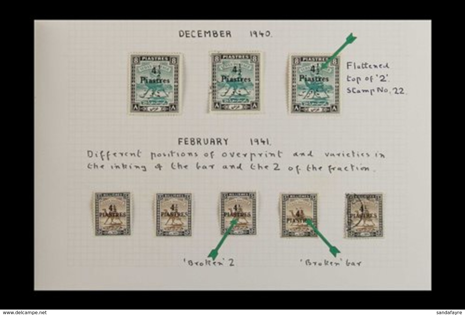 1940-1  4½ Piastres Surcharges, SG 79/80 Small Group Incl. 4½pi On 5m Four Mint Examples With Broken "2" In Fraction & B - Sudan (...-1951)