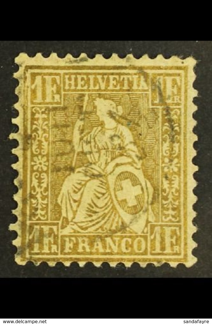 1862-4  1f Bronze-gold, Perf.11½, Impressed Watermark, Zumstein 36a, SG 60, Very Fine Used. For More Images, Please Visi - Andere & Zonder Classificatie