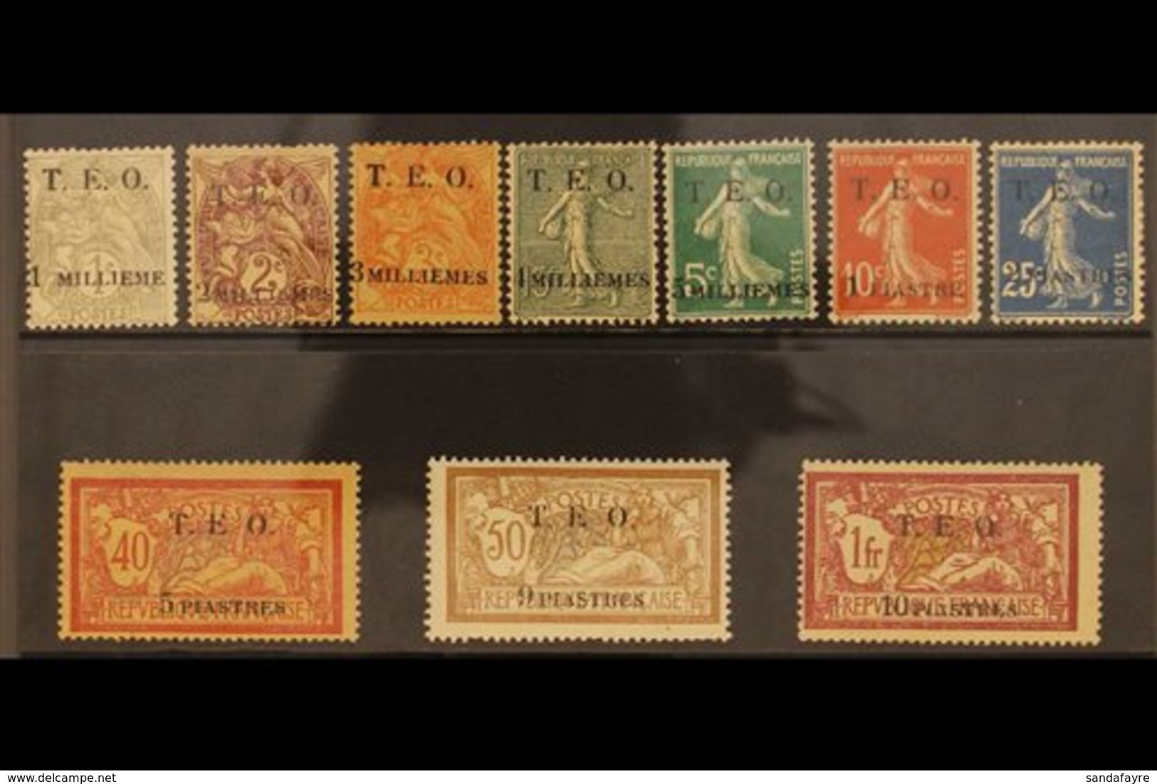 1919  T.E.O. 2 Line Surcharge Set Complete, SG 1-10, Fine To Very Fine Mint.  High Values Signed Brun. Scarce Set. (10 S - Syria
