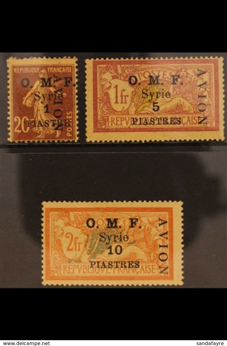 1921  Airmail Overprint On "OMF" Set, SG 86/88, Lightly Toned Mint. Kessler Guarantee Handstamps. For More Images, Pleas - Syria