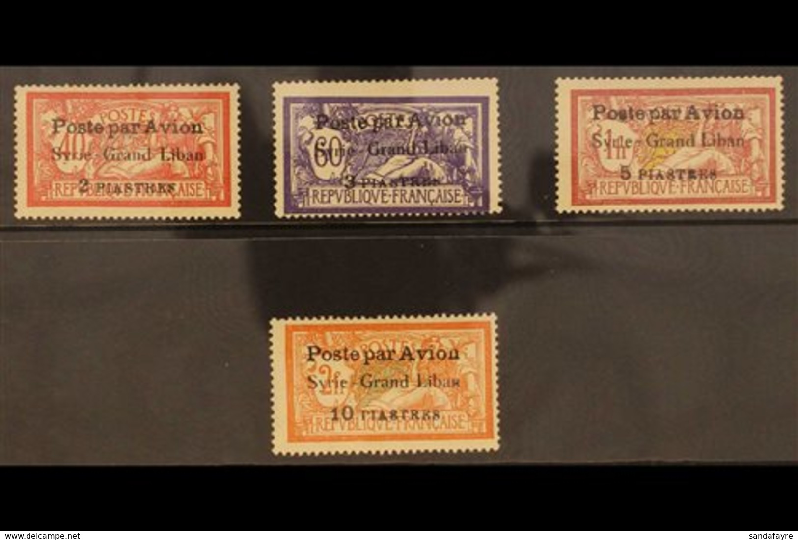 1923  Syria- Grand Liban Airmail Set Complete, Variety "3¾ Mm Spacing", SG 114/7a, Very Fine Mint. (4 Stamps) For More I - Syrië