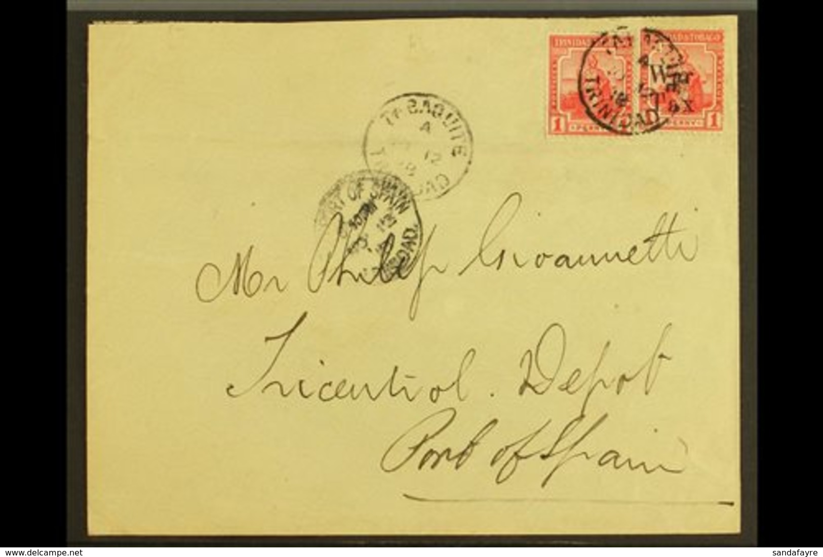 1918 WAR TAX COVER  (12 Nov) Cover To Port Of Spain, Franked 1913-23 1d, SG 150 & 1918 1d "War Tax" Ovpt, SG 189, Tied B - Trinité & Tobago (...-1961)