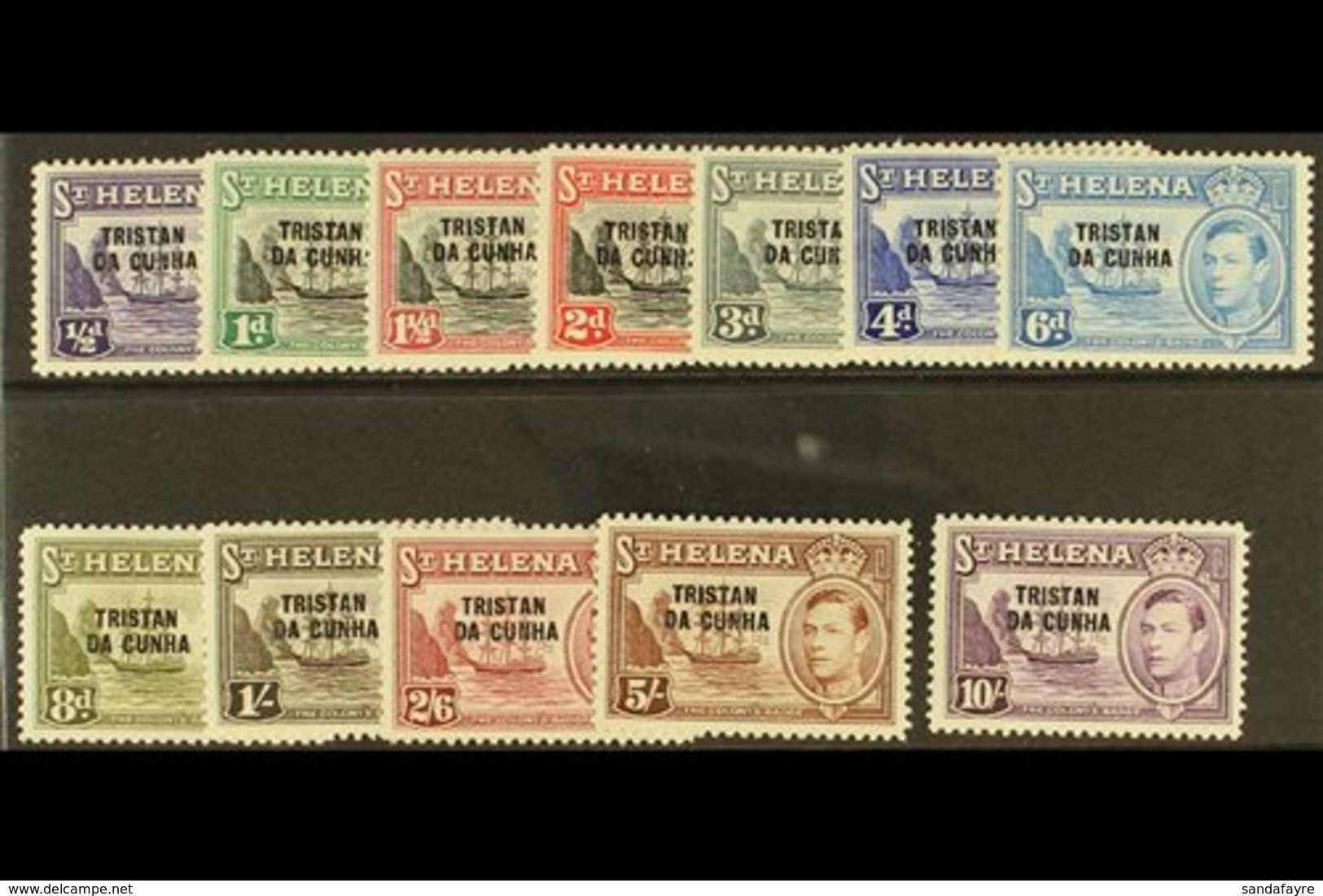 1952  Complete Overprinted KGVI Set, SG 1/12, Very Fine Mint. (12 Stamps) For More Images, Please Visit Http://www.sanda - Tristan Da Cunha