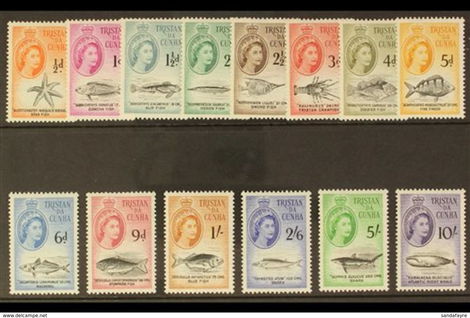 1960  Marine Life (Sterling Currency) Complete Definitive Set, SG 28/41, Never Hinged Mint. (14 Stamps) For More Images, - Tristan Da Cunha