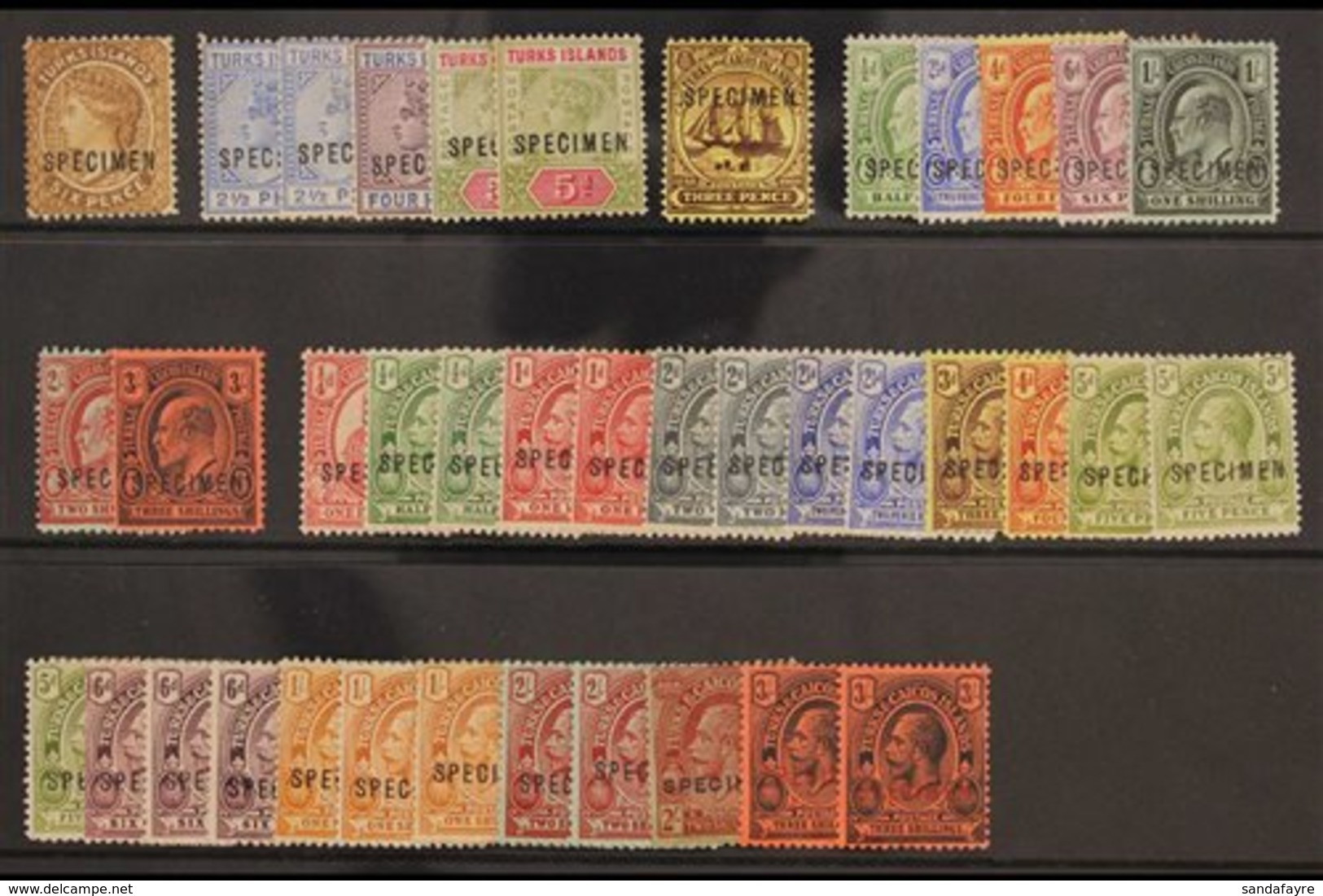 1887 - 1926 SPECIMEN SELECTION  Fresh Mint Selection With 1887 6d Yellow Brown, 1889 2½d Blue, 1893 4d And 5d, Ed VII Va - Turks & Caicos (I. Turques Et Caïques)
