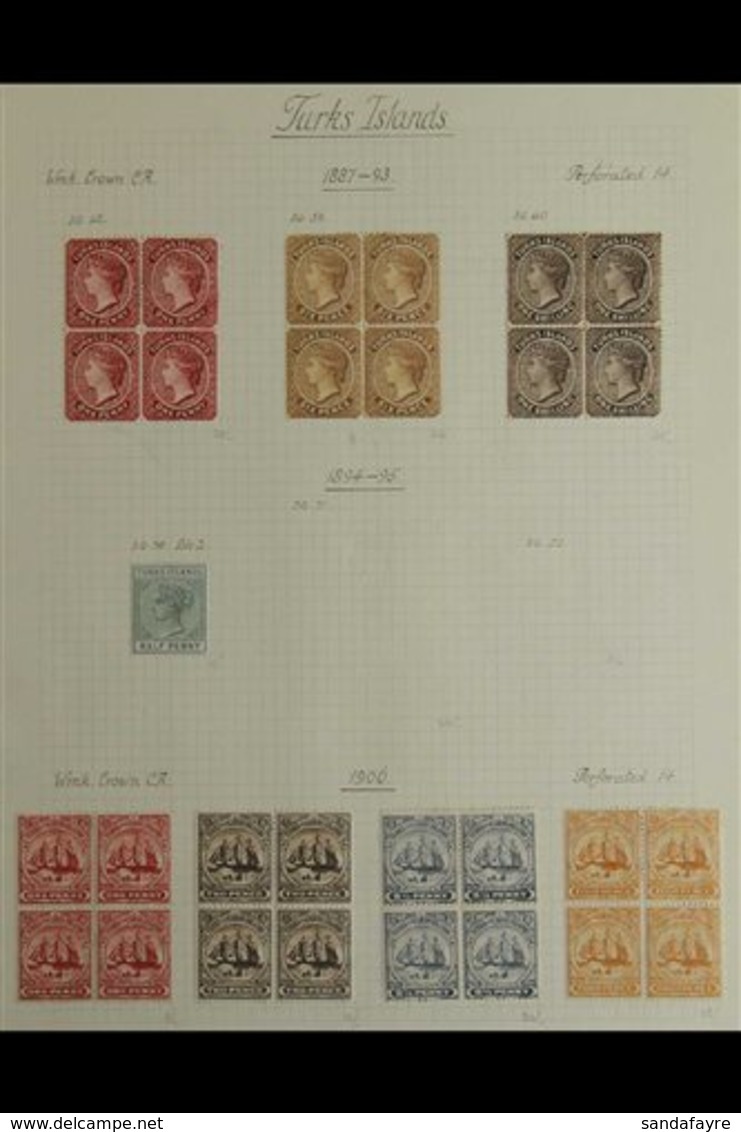 1887-1951 ATTRACTIVE FINE MINT COLLECTION  With Many Blocks Of 4 Presented On Leaves, Includes 1887-89 6d & 1s Blocks Of - Turks E Caicos