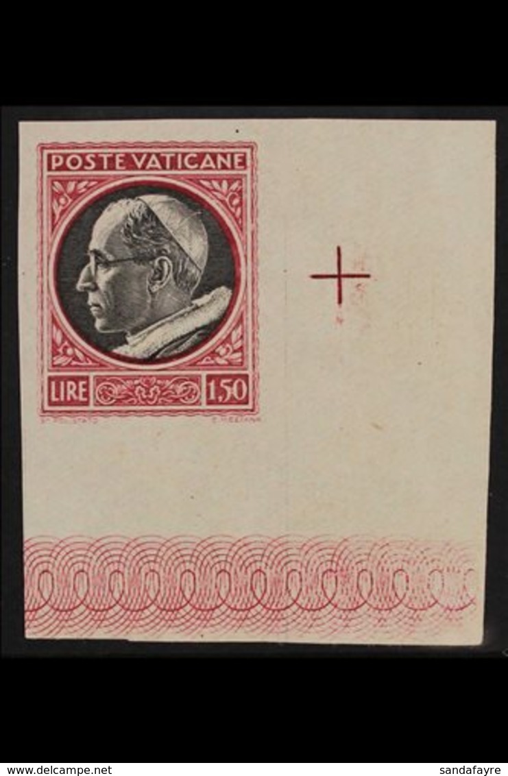 1945 VARIETY  1.50L Red And Black, Pius XII, Variety "imperf", Superb Never Hinged Mint Corner Copy. For More Images, Pl - Other & Unclassified