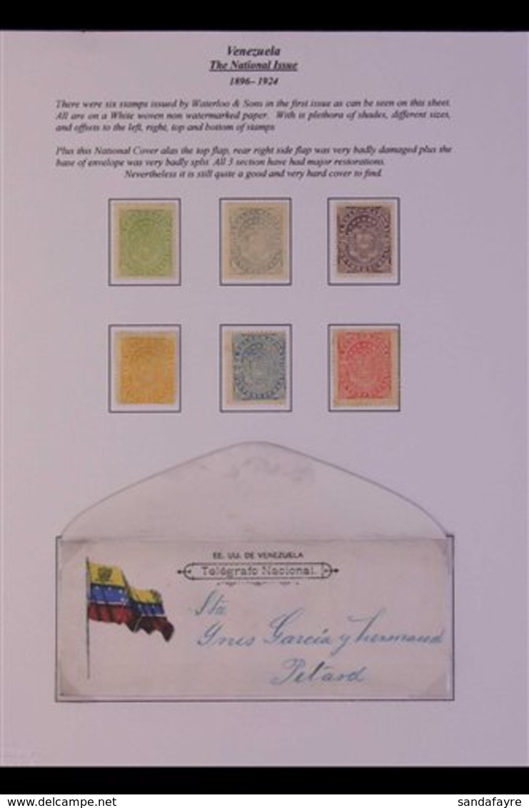 TELEGRAPH STAMPS COLLECTION  On 3 Exhibition Pages With Interesting Write-ups Includes The 1896 Set Both Unused & Used ( - Venezuela