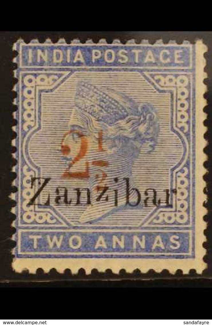 1895-98  "2½" On 2a Pale Blue Overprint With Small Second 'z' Surcharge Variety And Type 6 Surcharge In Red, SG 26, Fine - Zanzibar (...-1963)