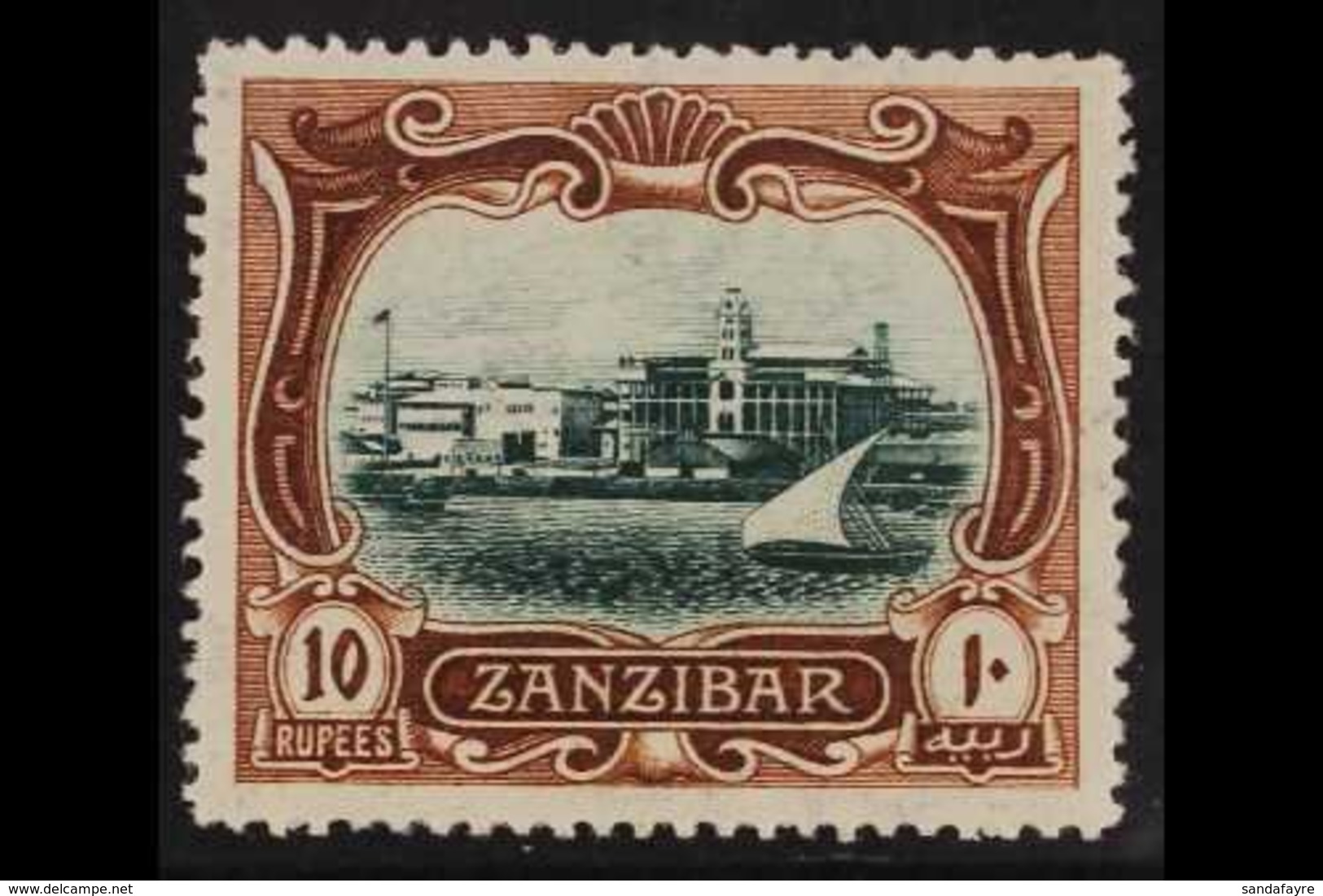 1908  10r Blue-green And Brown View Of Port, SG 239, Very Fine Mint. For More Images, Please Visit Http://www.sandafayre - Zanzibar (...-1963)