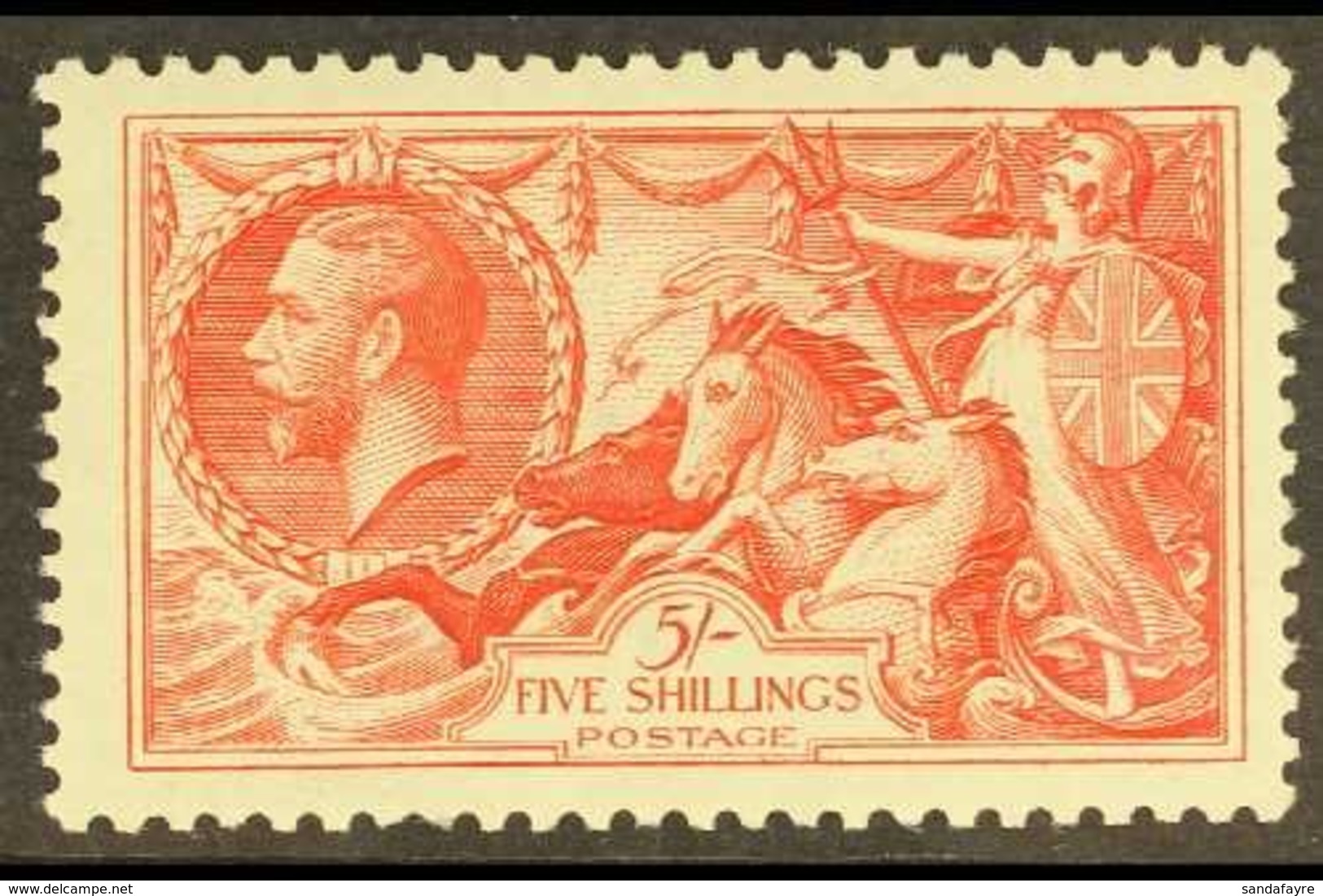 1934  5s Bright Rose-red, Re-engrave Seahorse, SG 451, Never Hinged Mint. For More Images, Please Visit Http://www.sanda - Non Classés