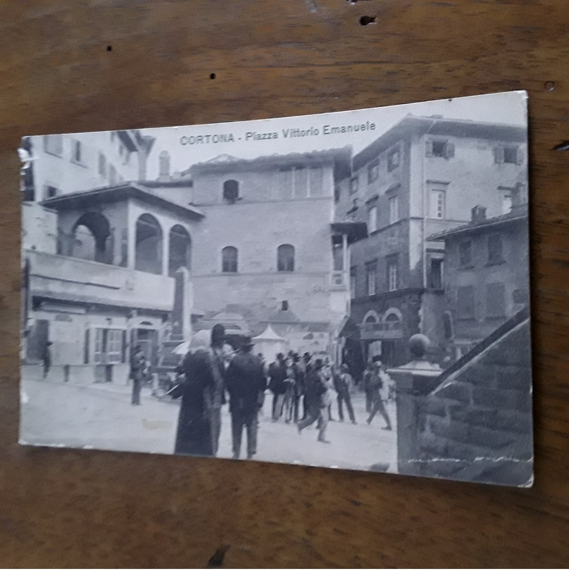 Cartolina Postale 1914, Cortona Piazza Vittorio Emanuele - Arezzo