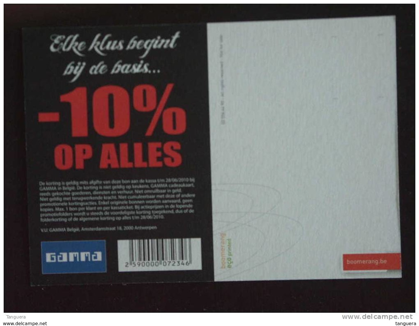 Carte Kaart Boomerang Belgique België "Dekkend Rood"  Vrouw Rode Lippen Femme Pub Gamma - Werbepostkarten