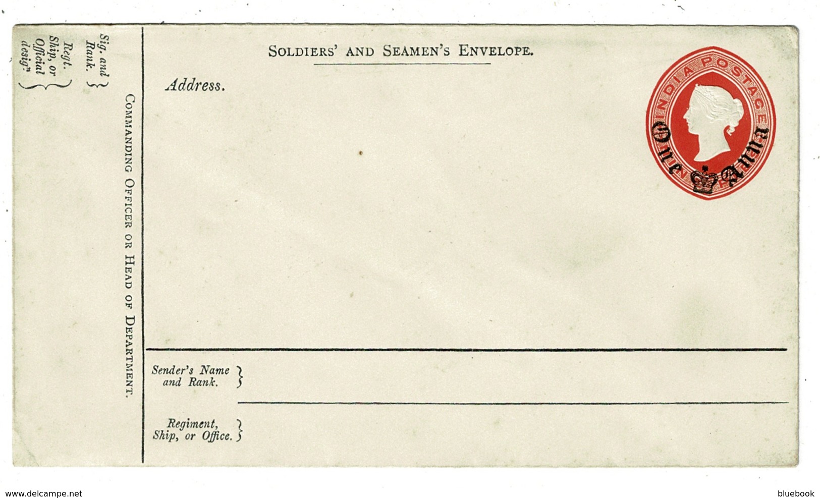 Ref 1304 - Unused Soldiers' And Seamen's Military Postal Stationery Envelope - India One Anna Overprint - Covers