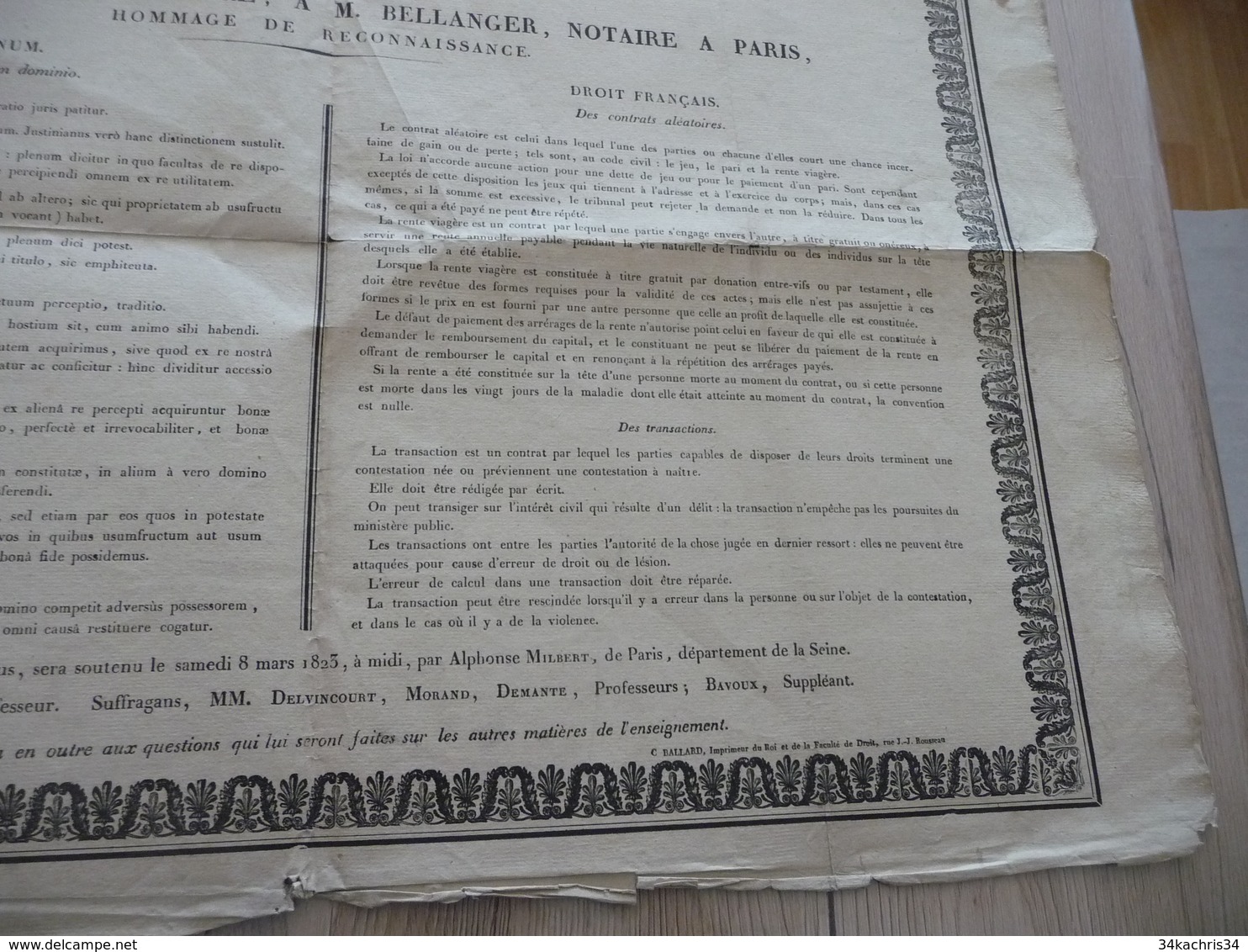 Grande Affiche Placard 4X A4 Environs Faculté De Droit De Paris Annonce Soutenance 08/03/1825 A.Milbert - Historical Documents