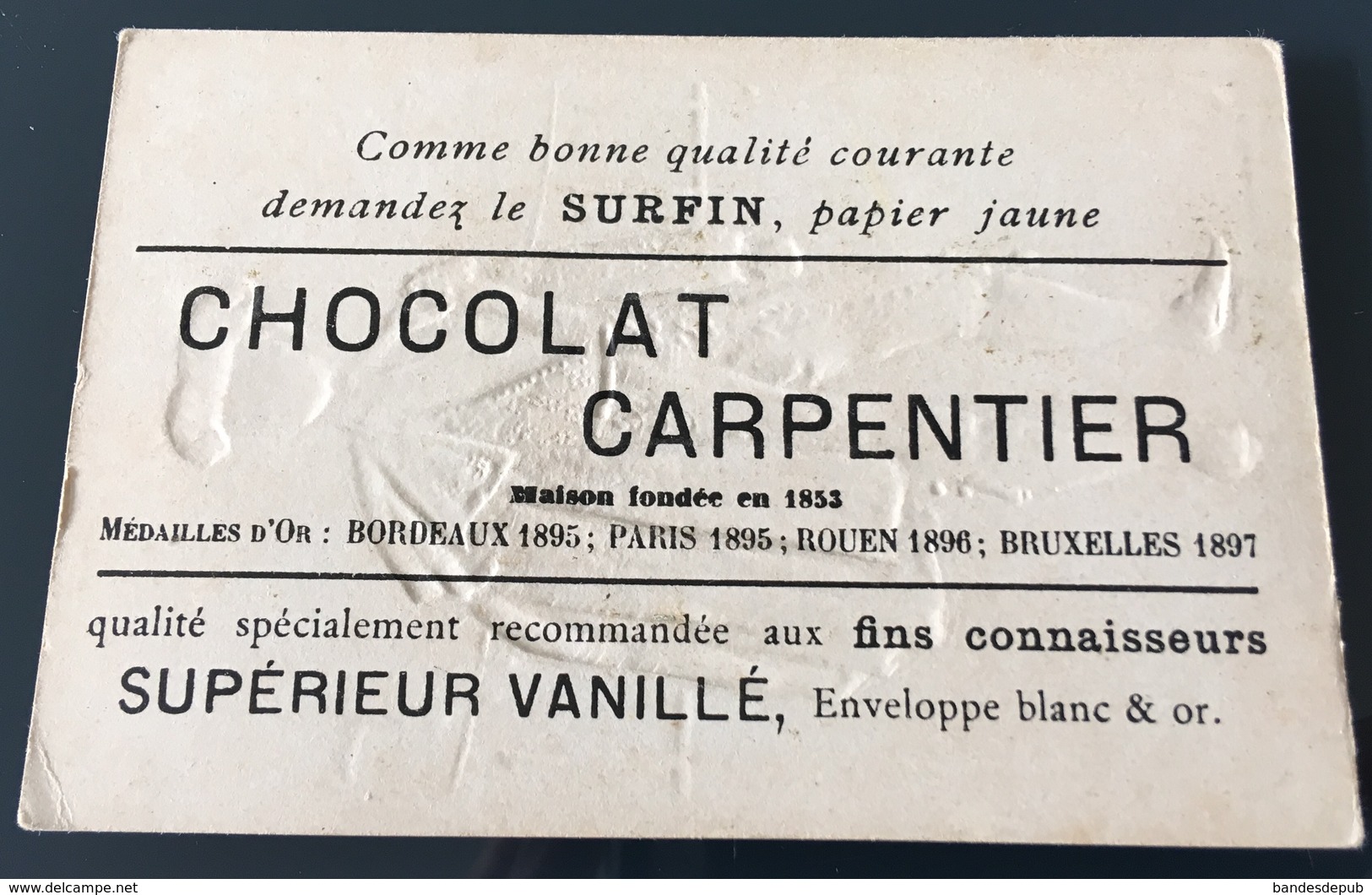 Chocolat Carpentier Jolie Chromo Corrida Espagne Torero Luis Mazzantini Gaufrée Dorée - Autres & Non Classés