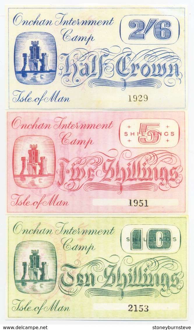 Isle Of Man Onchan Internment Camp 3 Note Set WWII COPY - Collezioni