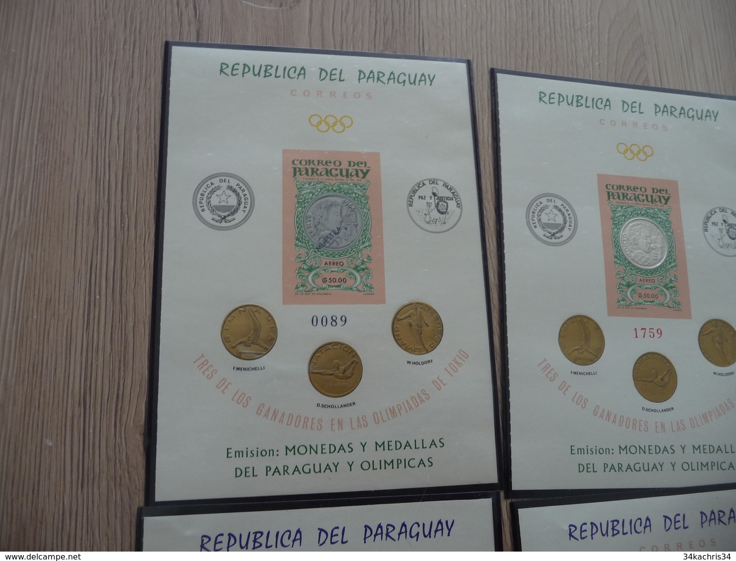 Jeux Olympiques De Tokyo 1964 Paraguay 4 Blocs Dont Umerfored Et Specimen Mustra Sans Charnière - Ete 1964: Tokyo