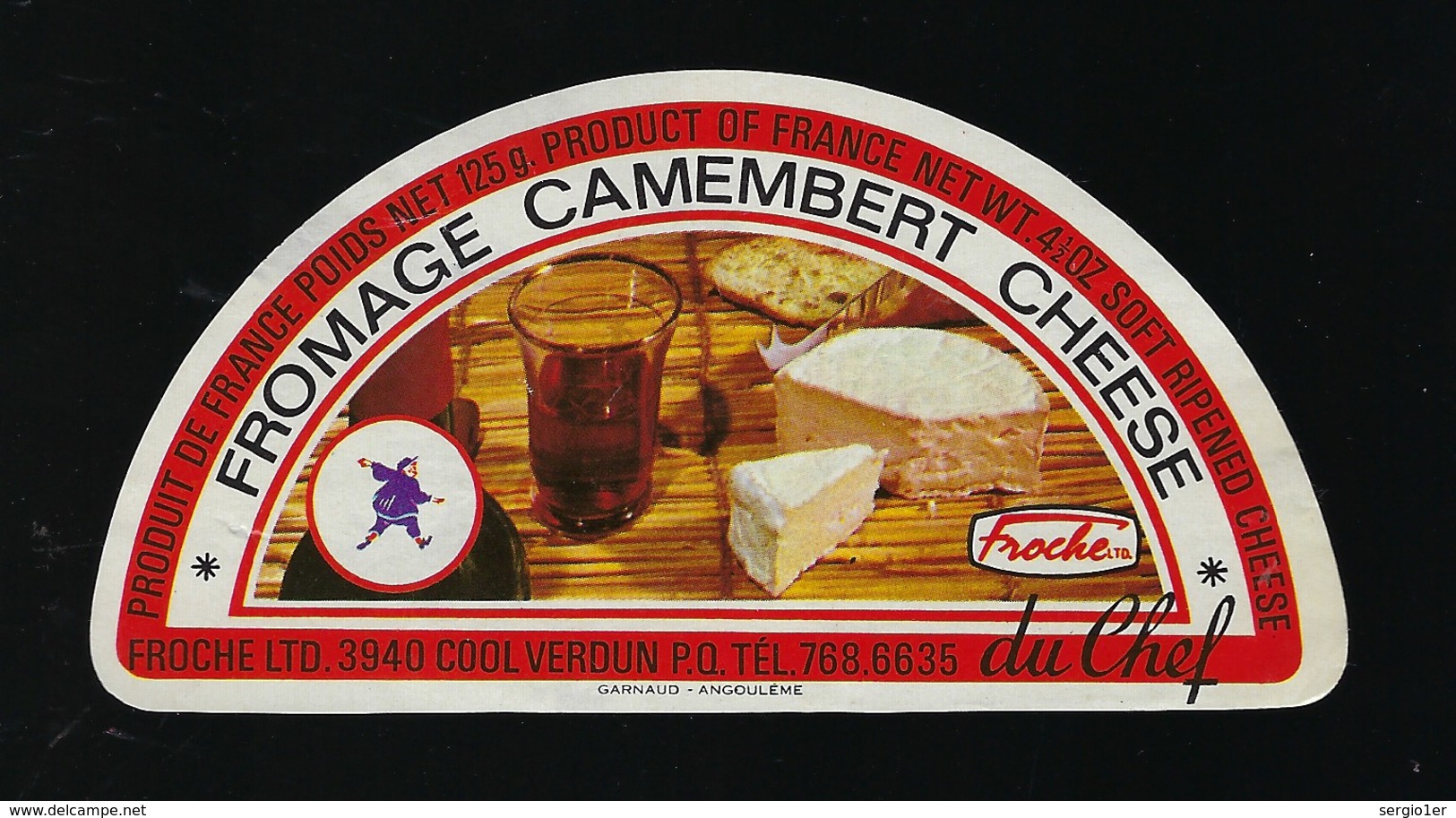 Etiquette Fromage  1/2 Demi Camembert Du Chef   Export Froche - Fromage