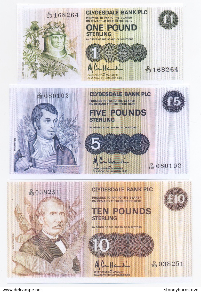 Scotland Clydesdale Bank 6 Note Set 1983-91 COPY - Collections