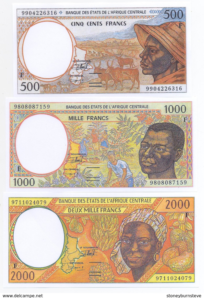 Central African Republic 5 Note Set 1993 COPY - Central African Republic