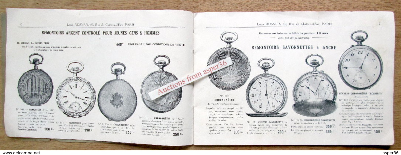 Catalogue "Horlogerie De Besançon, Louis Rosner, Rue Du Château-d'Eau, Paris Xe" - Colecciones
