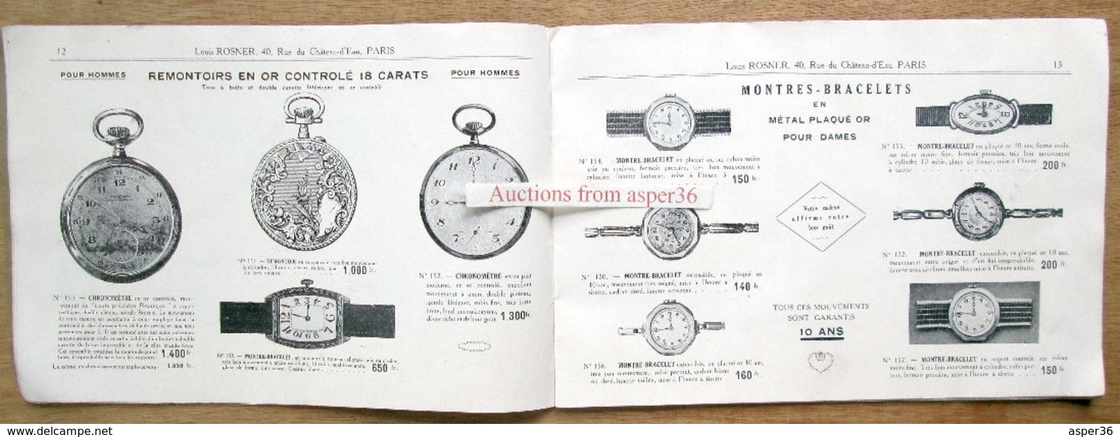 catalogue "Horlogerie de Besançon, Louis Rosner, rue du Château-d'Eau, Paris Xe"