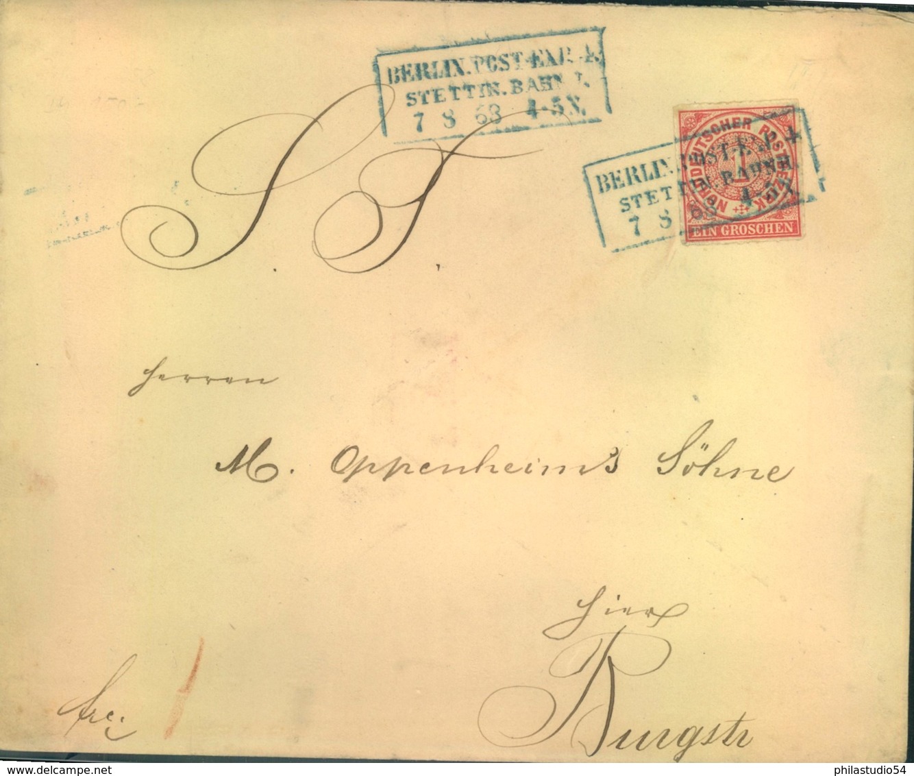 1868, BERLIN POST-EXP. 4 STETTIN. BAHNH., (KBHW 271 C) Guter Ra3 Auf Fernbrief - Lettres & Documents