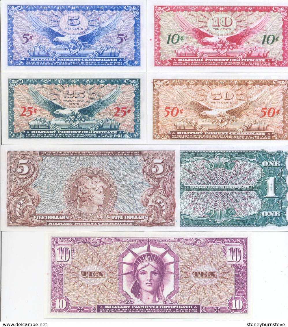 USA MPC Series 651 7 Note Set COPY - 1969 - Series 651