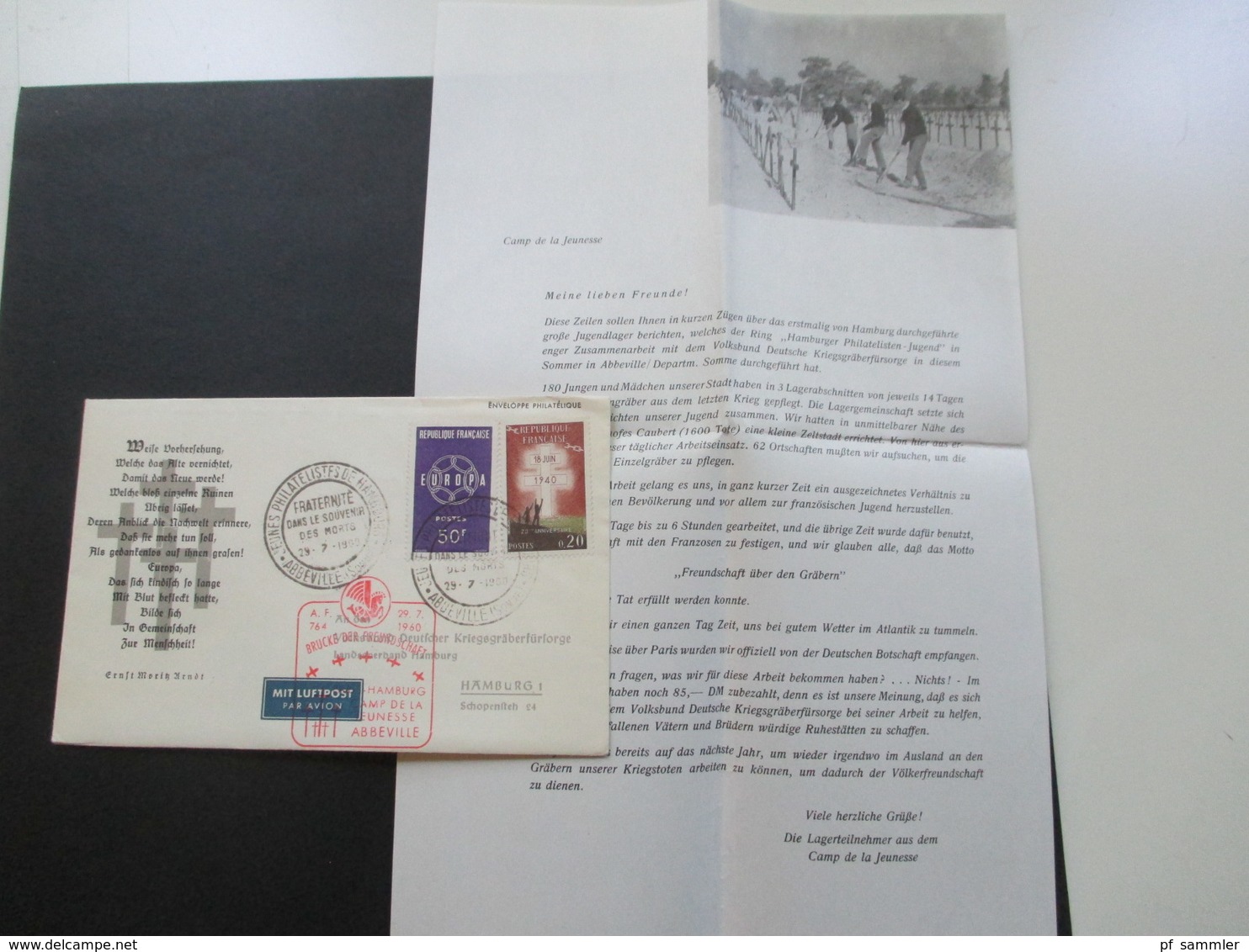 Frankreich 1960 Sonderbeleg Brücke Der Freundschaft Paris - HH Camp De La Jeunesse Abbeville. Sonderstempel - Cartas & Documentos