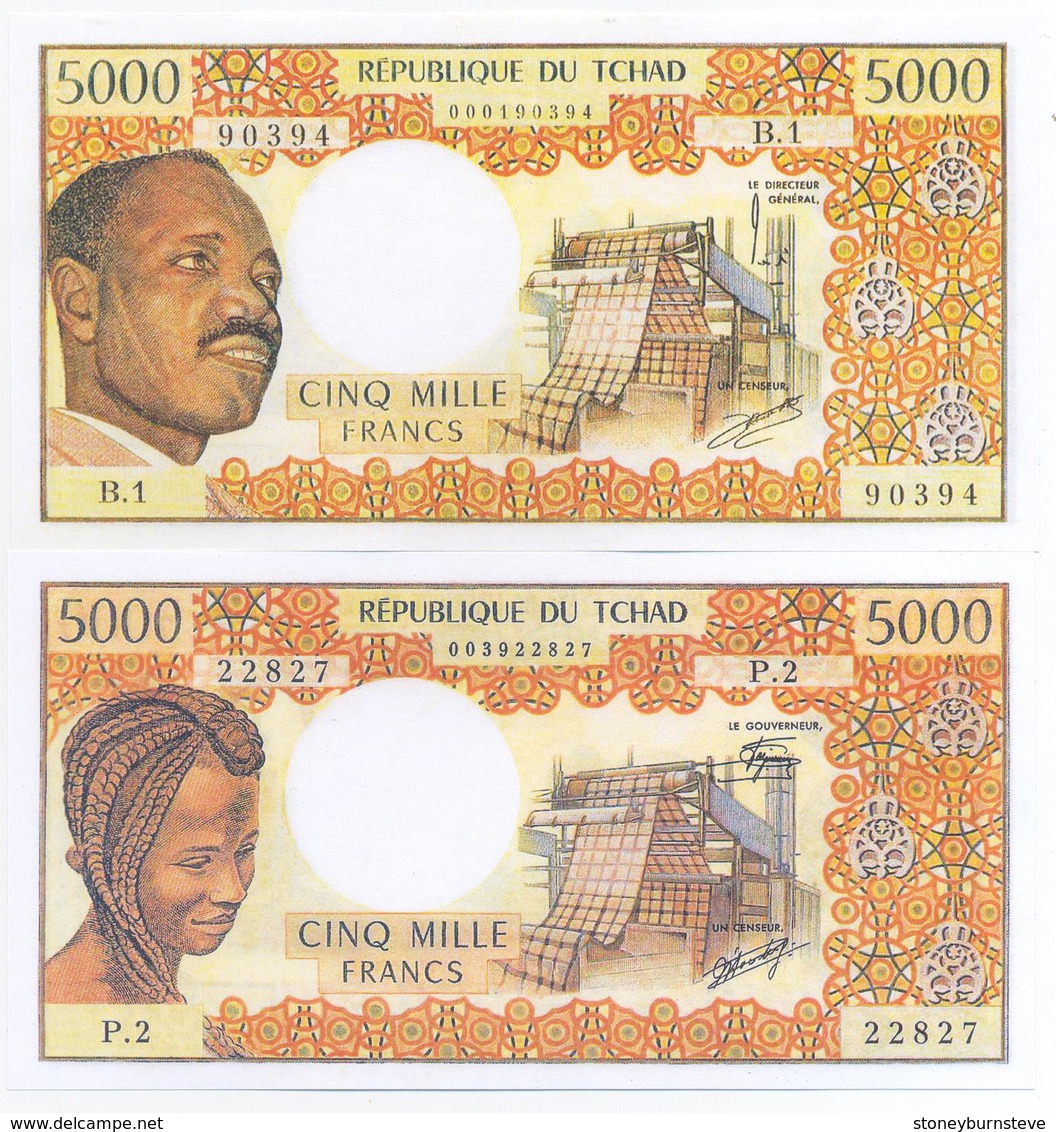 Chad 5 Note Set 1972 COPY - Chad