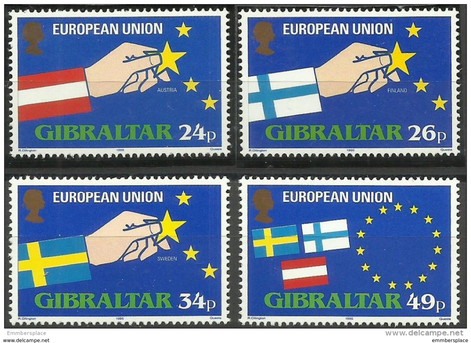 Gibraltar - 1995 European Union Expansion Set Of 4 MNH **    SG 736-9  Sc 672-5 - Gibraltar